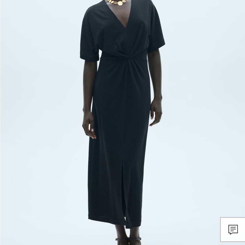 Mango Black Maxi Gown With Flutter Sleeves And V-… - image 1